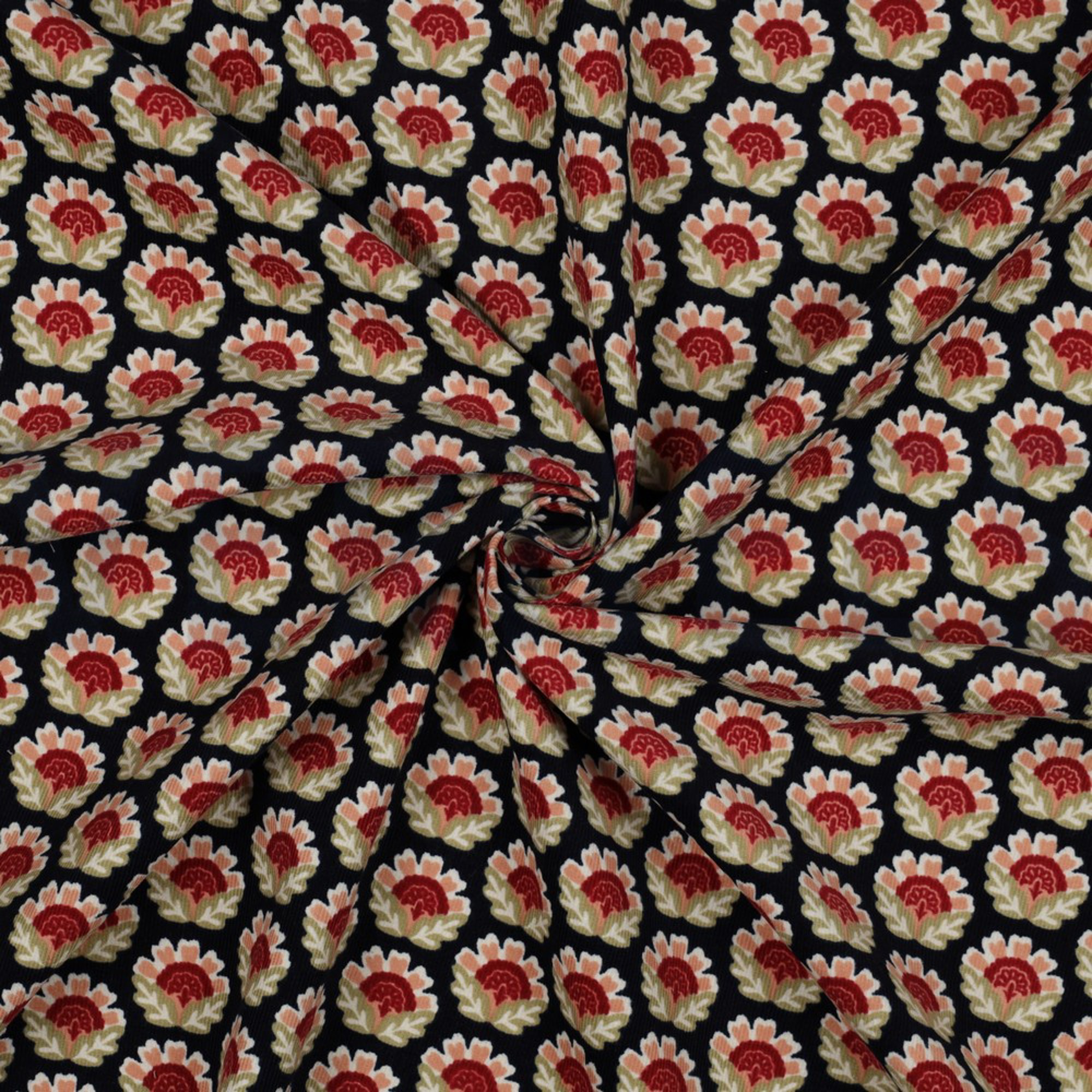 CORDUROY BABYRIB BLOEMEN MARINEBLAUW (high resolution) #2