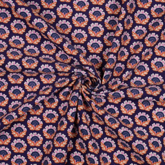 FEINCORD BLUMEN LILA/VIOLETT #7