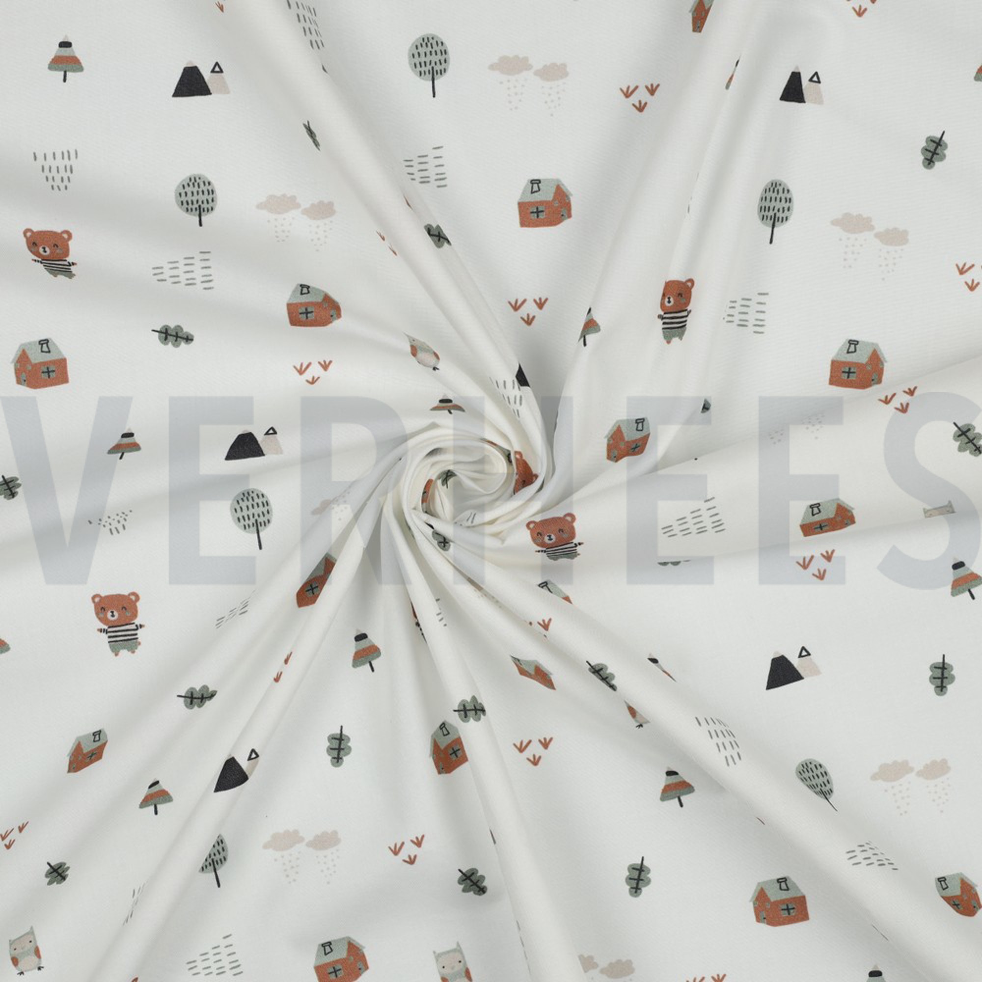 KATOENEN POPLIN GOTS LIEVE BEREN WIT (high resolution) #2