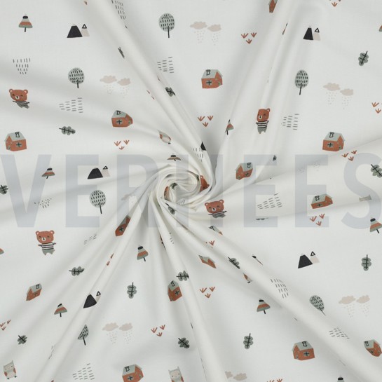 KATOENEN POPLIN GOTS LIEVE BEREN WIT #7