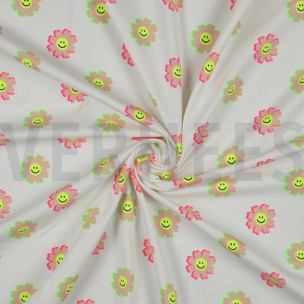 JERSEY NEON LUSTIGE BLUMEN WEISS #7