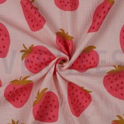 DOUBLE GAZE DE COTON FRAISES ROSE PÂLE (thumbnail) #2