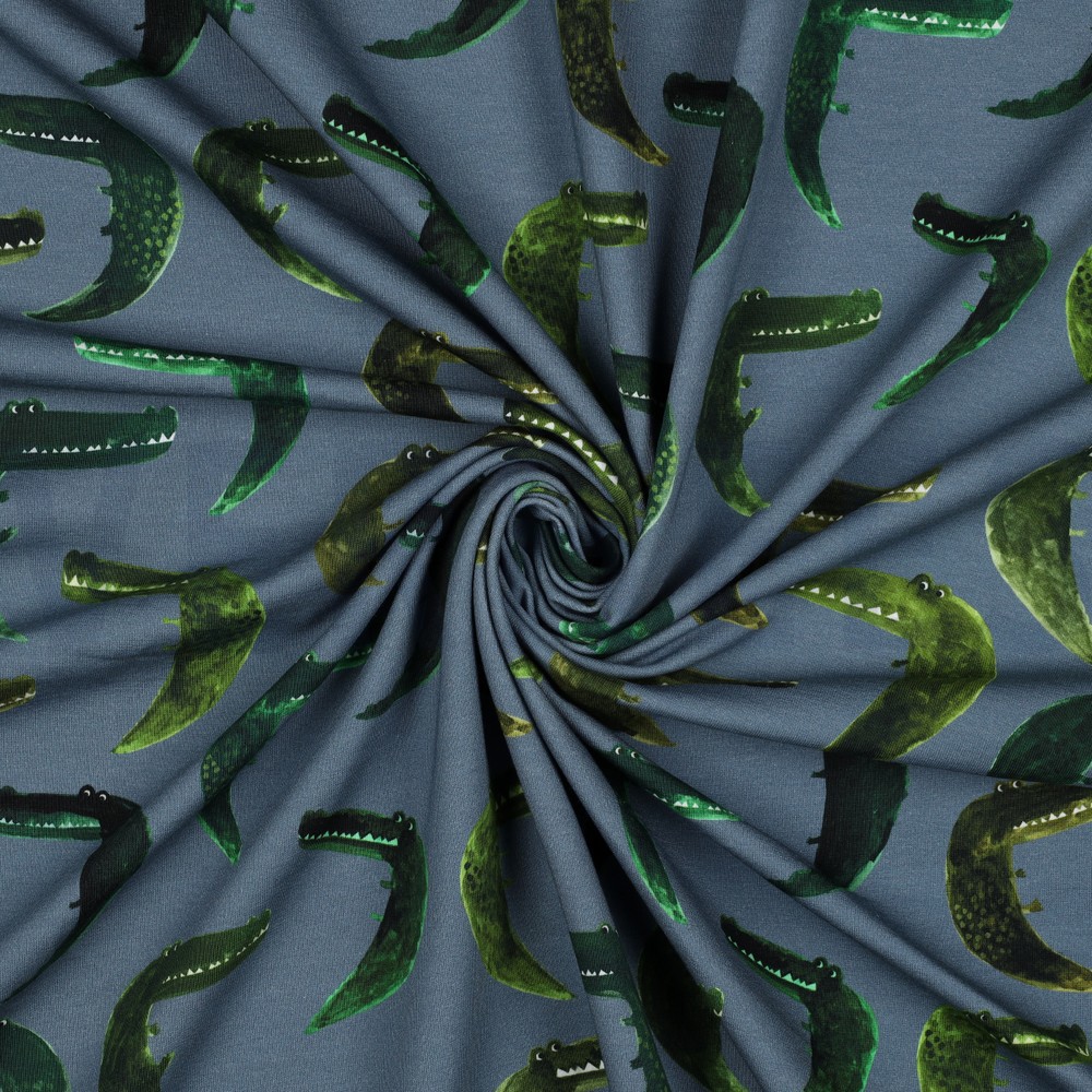 FRENCH TERRY DIGITAL CROCODILES JEAN BLEU #7