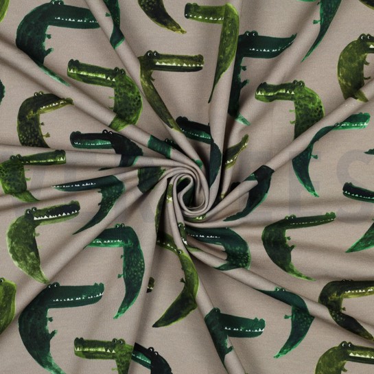 FRENCH TERRY DIGITAAL KROKODILLEN TAUPE #7