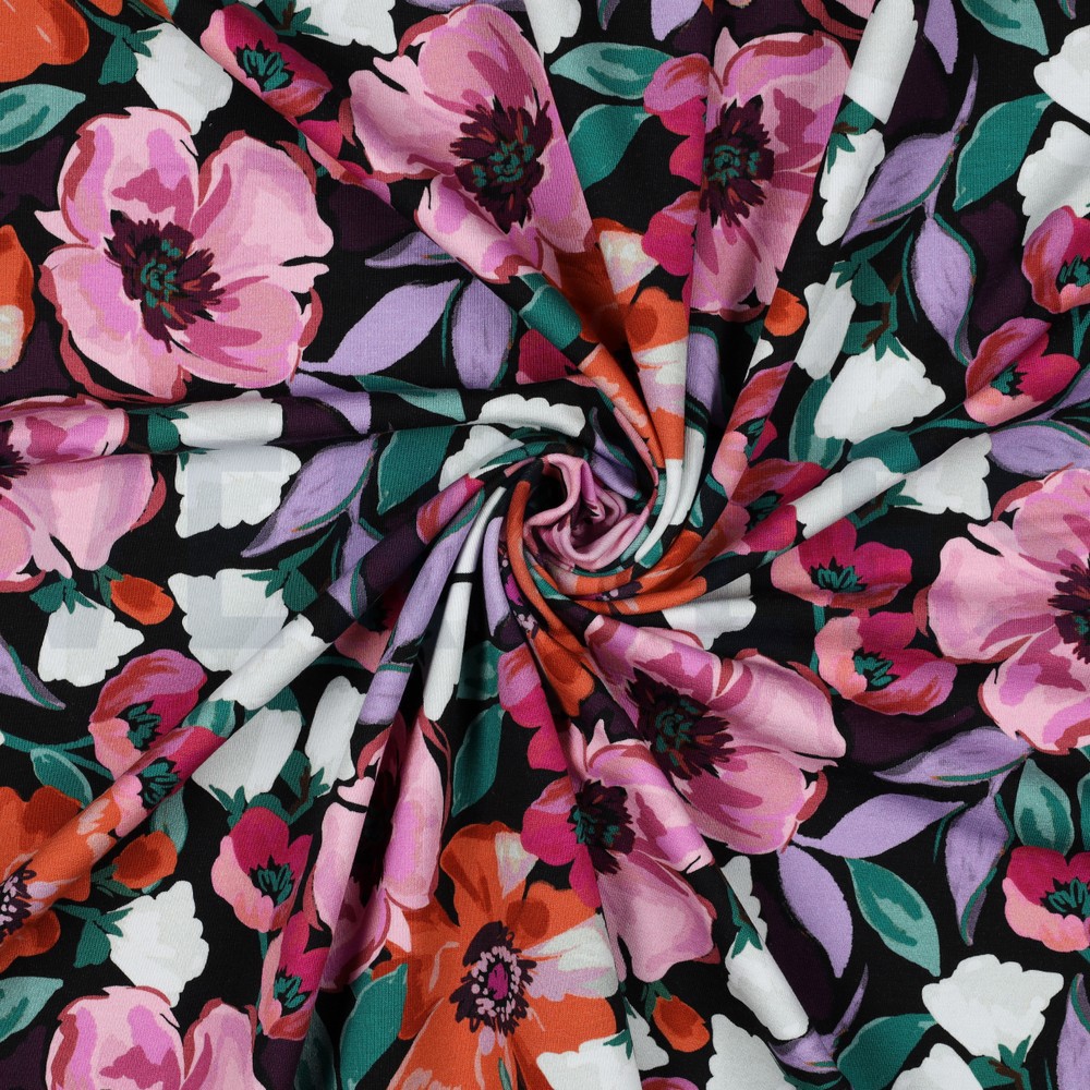 FRENCH TERRY DIGITAL FLEURS NOIR #7