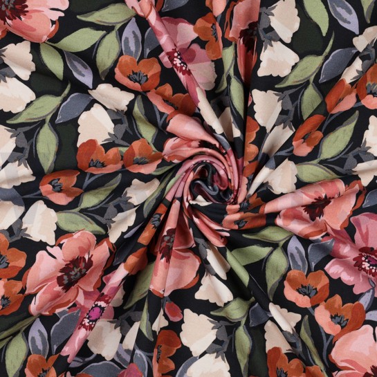 FRENCH TERRY DIGITAAL BLOEMEN MARINEBLAUW #7