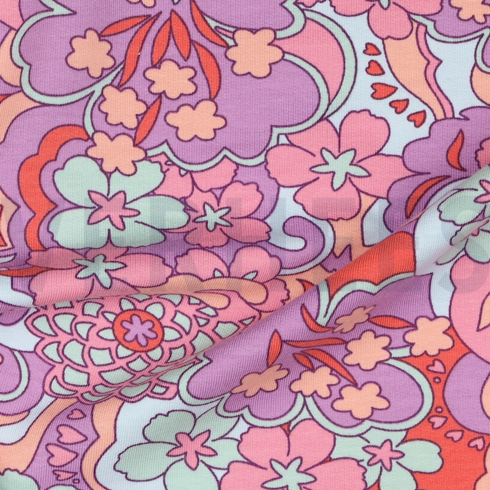 FRENCH TERRY FLEURS ABSTRAITES VIOLET #7