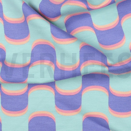 FRENCH TERRY ABSTRAKTE BLUMEN BLAU #7