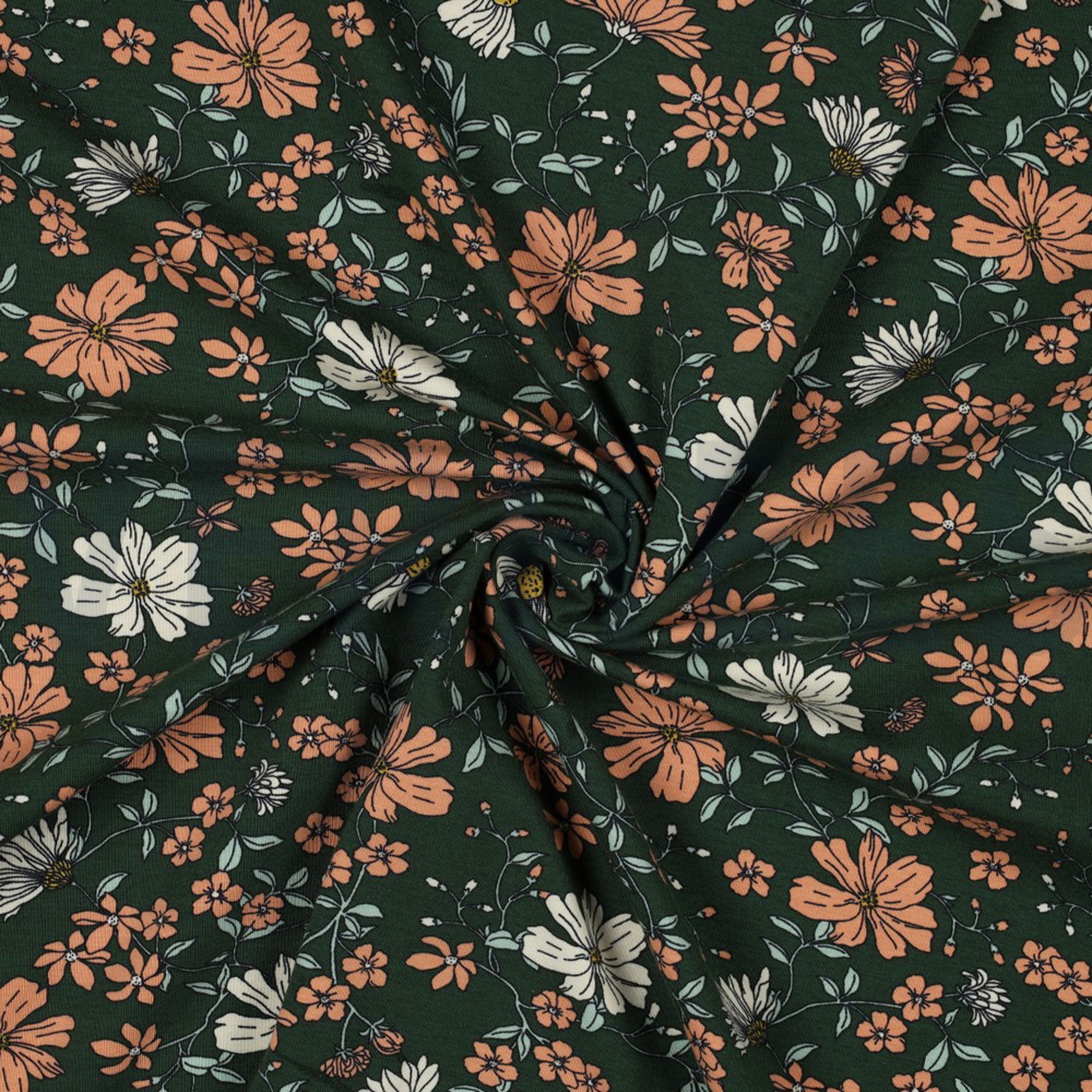 JERSEY FLEURS VERT FONCÉ (high resolution) #2