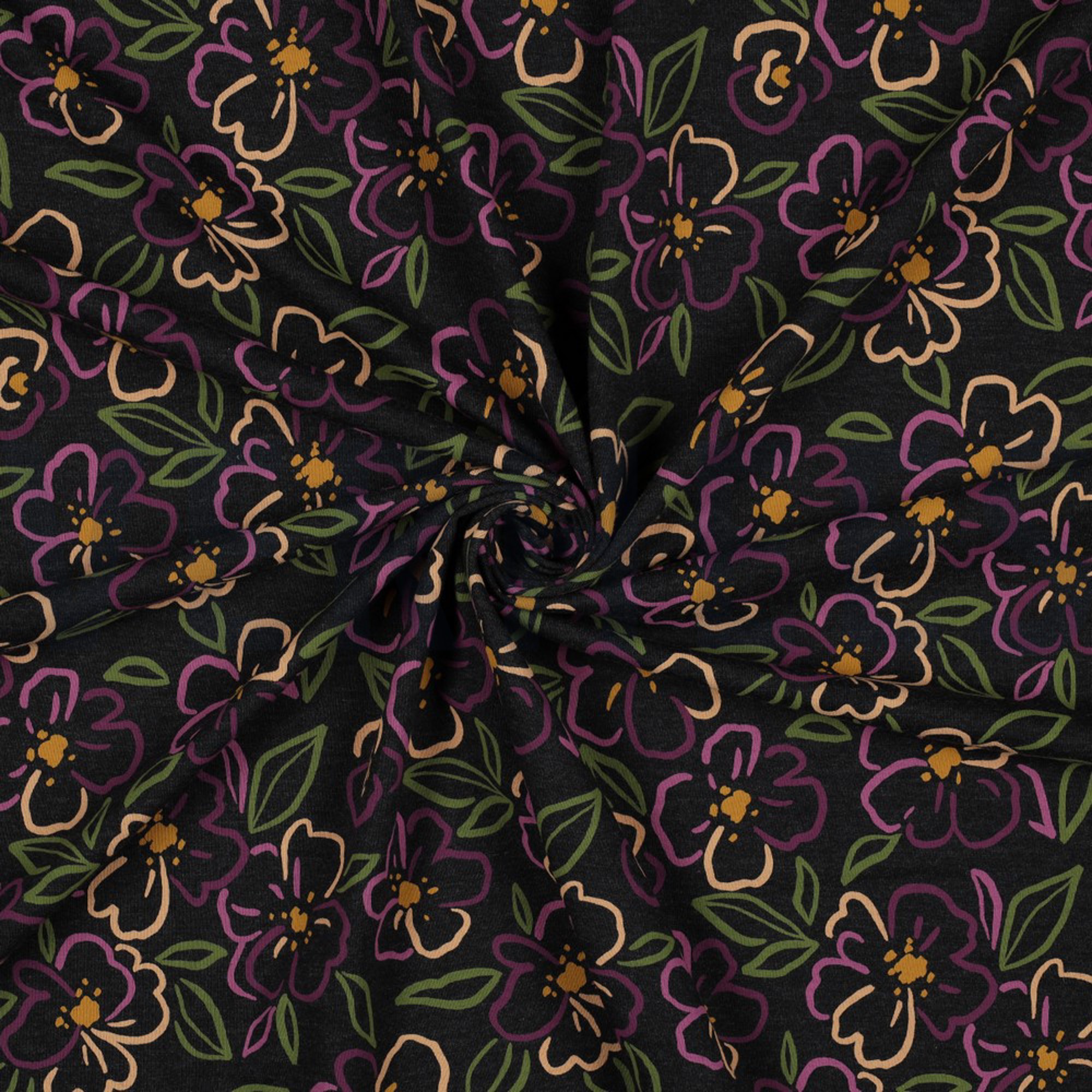 JERSEY MELIERT BLUMEN ANTHRAZIT MELIERT (high resolution) #2