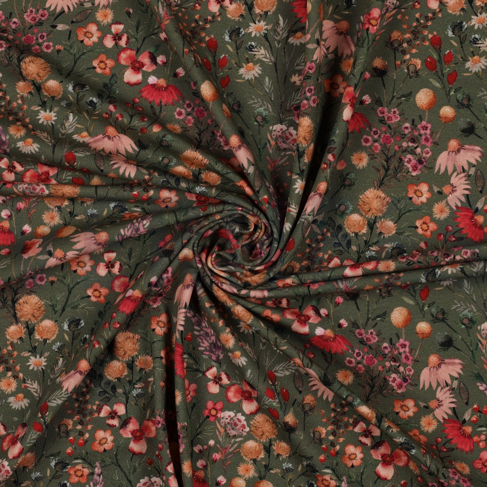 JERSEY DIGITAL FLOWERS ARMY GREEN #7
