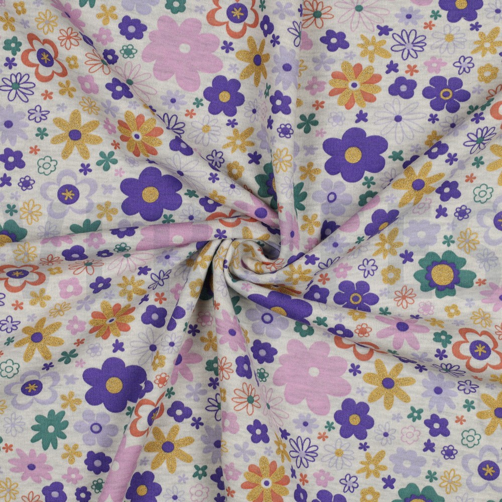 SWEAT MELANGE GLITTER FLOWERS ECRU MELANGE #7