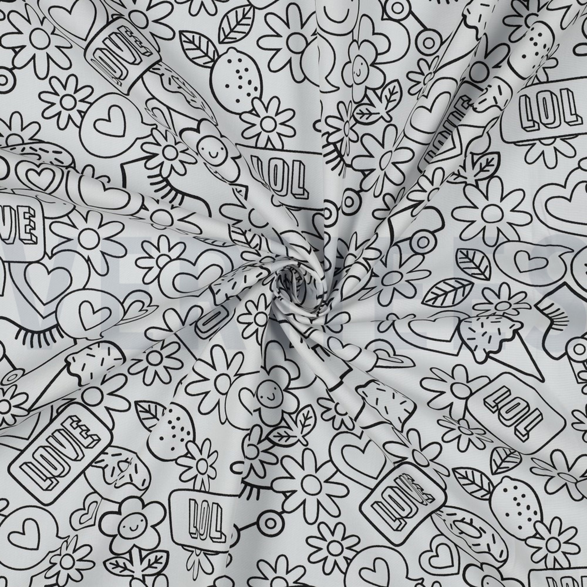 KATOENEN POPLIN RETRO INKLEURBAAR ZWART/WIT (high resolution) #2