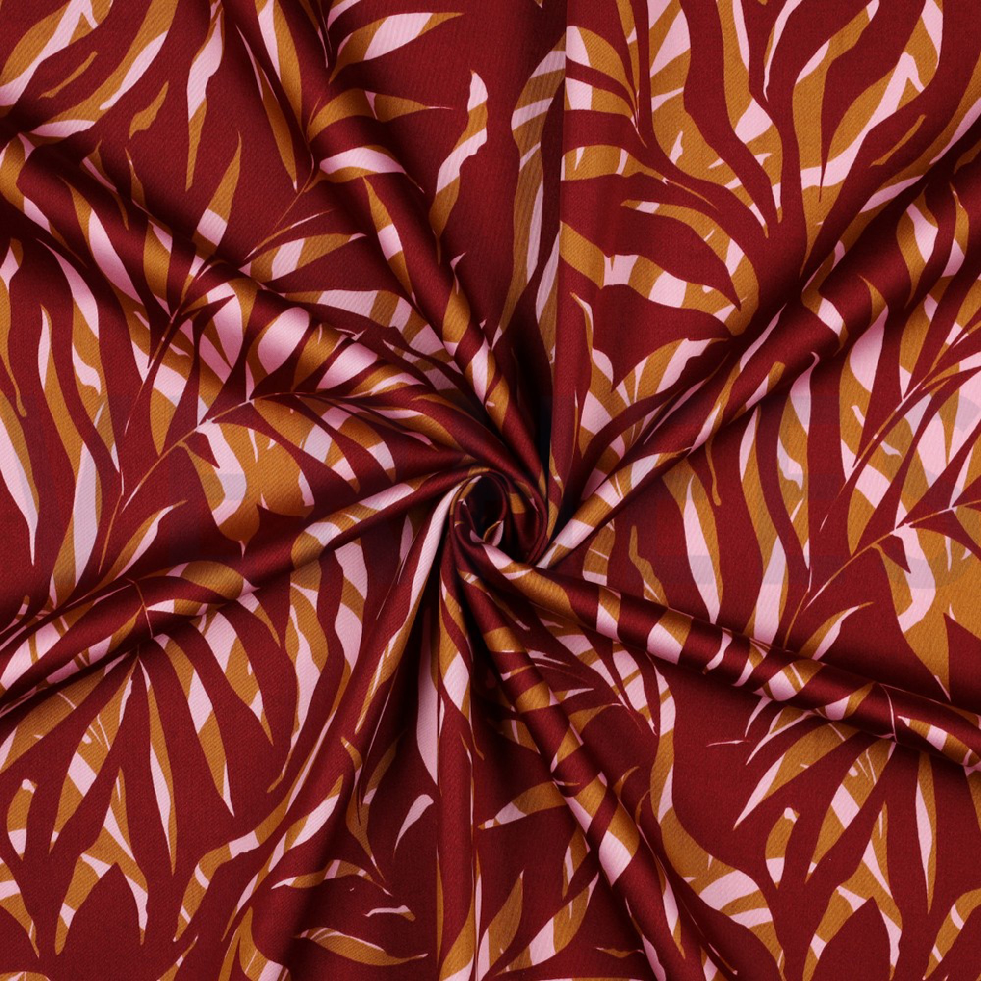 COTTON SATIN LEAVES BURGUNDY (high resolution) #2