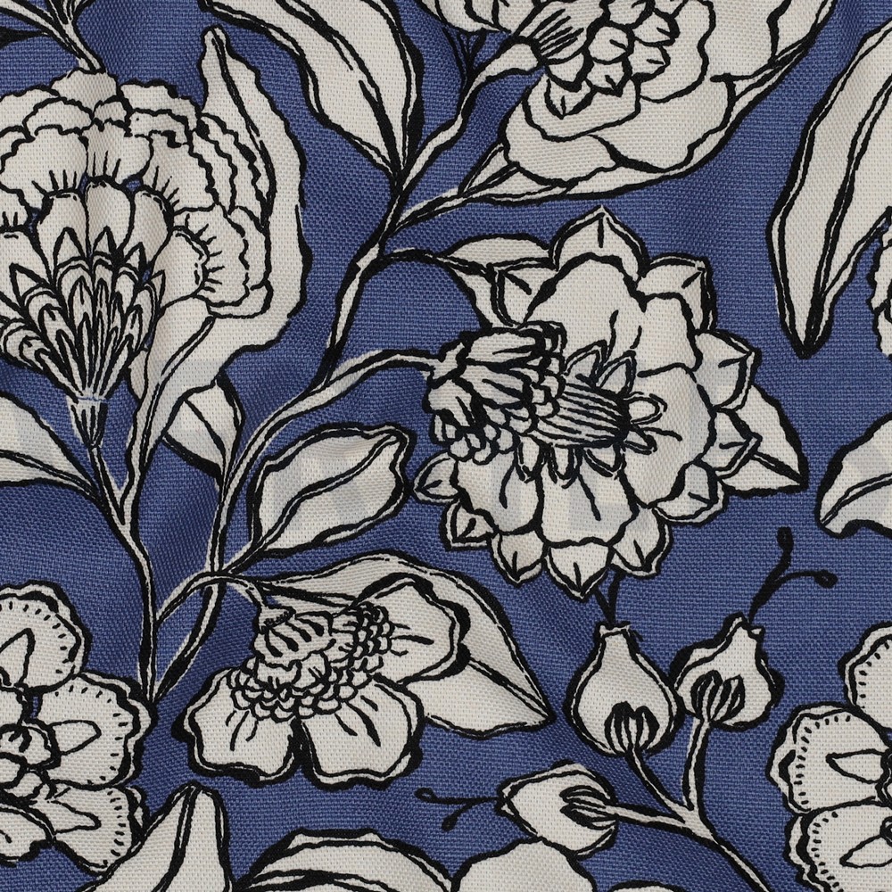 TOILE DÉCORATION FLEURS BLEU #7