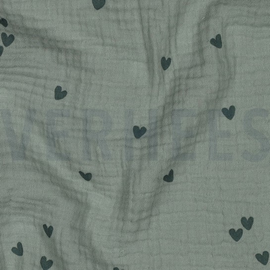 DOUBLE GAUZE SMALL HEARTS NILE #7