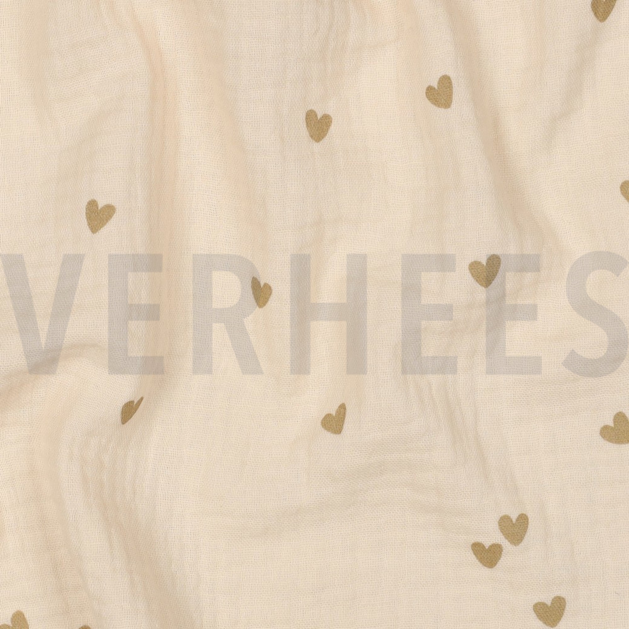 DOUBLE GAZE DE COTON PETITS COEURS SABLE (high resolution) #2