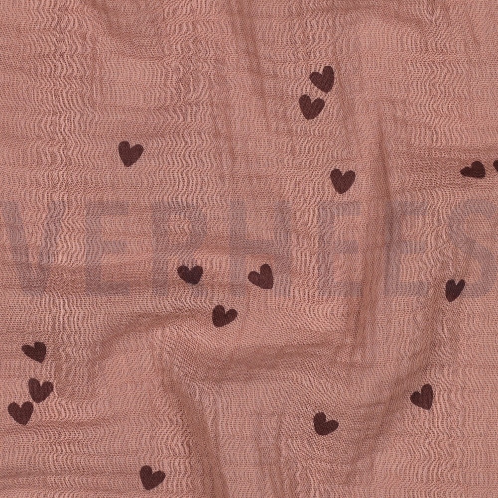 DOUBLE GAUZE SMALL HEARTS MOCHA #7
