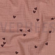 DOUBLE GAZE DE COTON PETITS COEURS MOCHA (thumbnail) #2