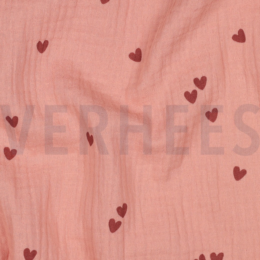 DOUBLE GAUZE KLEINE HARTEN BLUSH #7