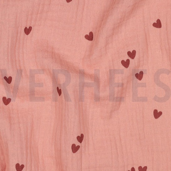 DOUBLE GAUZE KLEINE HARTEN BLUSH #7