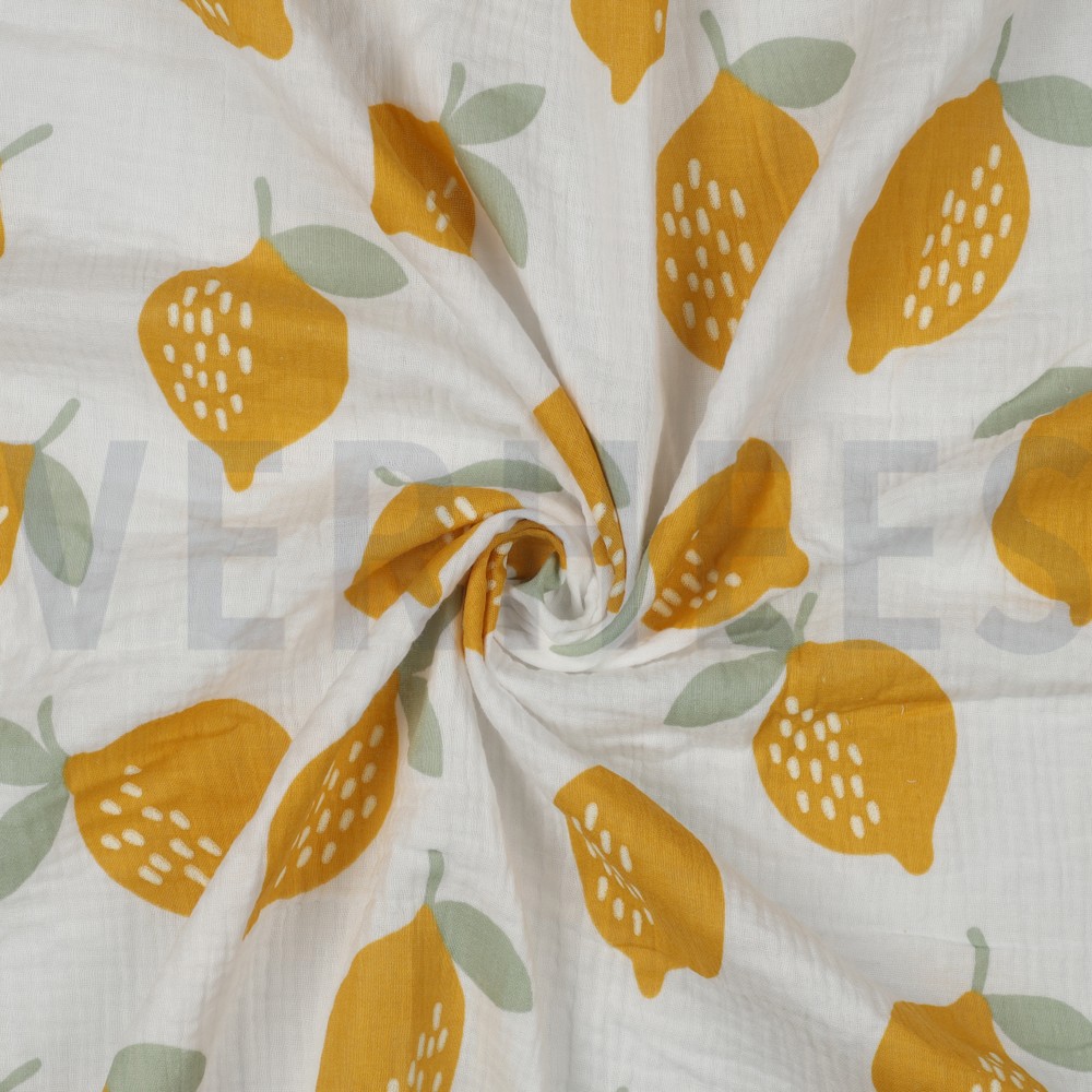 DOUBLE GAUZE LEMONS WHITE #7