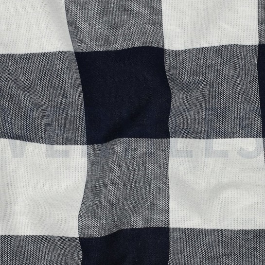 COTTON YARN DYED STRIPES & CHECKS NAVY #7