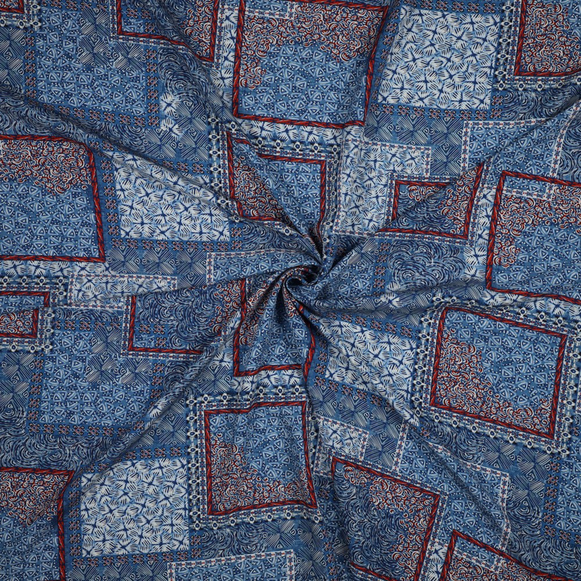 VISCOSE RADIANCE DIGITAL PATCHWORK BLEU (high resolution) #2