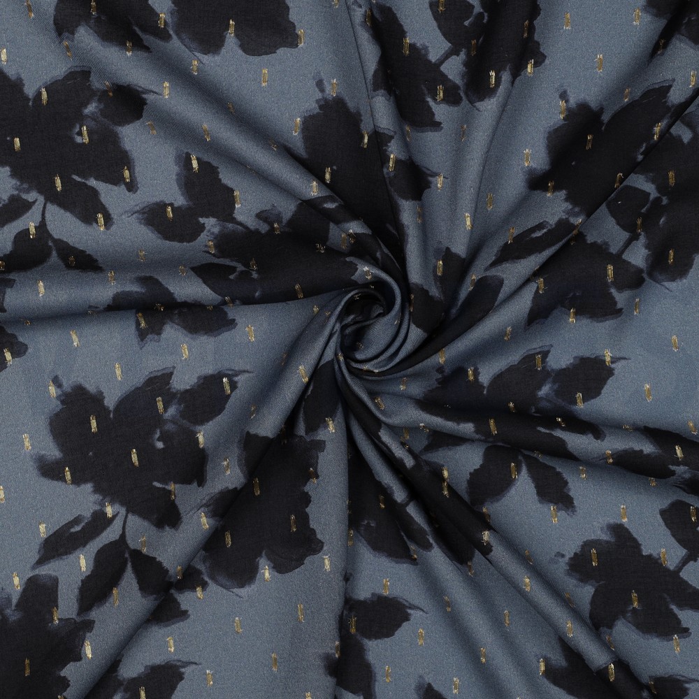 VISCOSE LUREX DIGITAL FLEURS BLEU #7