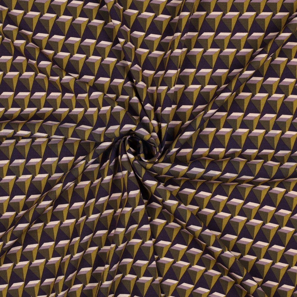 VISCOSE POPELINE STRETCH GÉOMÉTRIQUE VIOLET FONCÉ #7