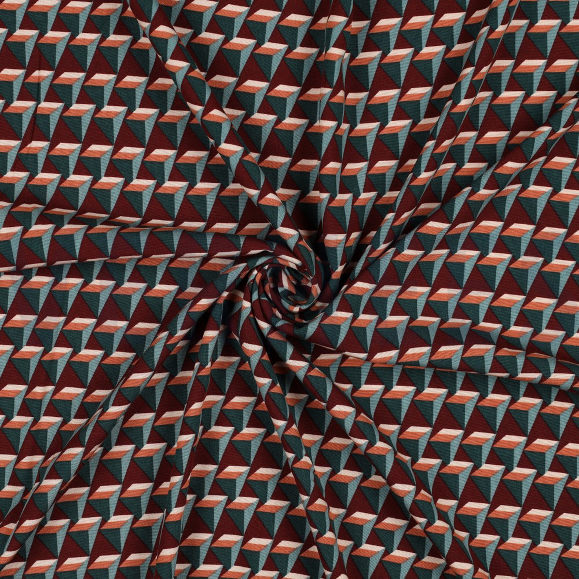 VISCOSE POPLIN STRETCH GEOMETRIC BURGUNDY (high resolution) #2