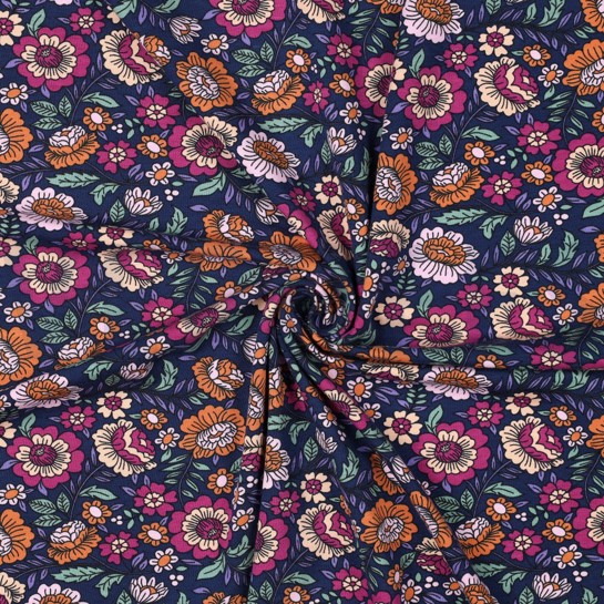 JERSEY FLOWERS NAVY #7