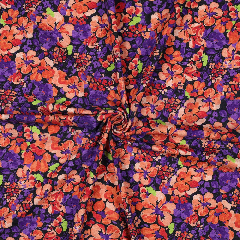 JERSEY DIGITAL FLOWERS NAVY #7