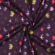 KATOENEN POPLIN VOGELS DONKERPAARS (thumbnail) #2