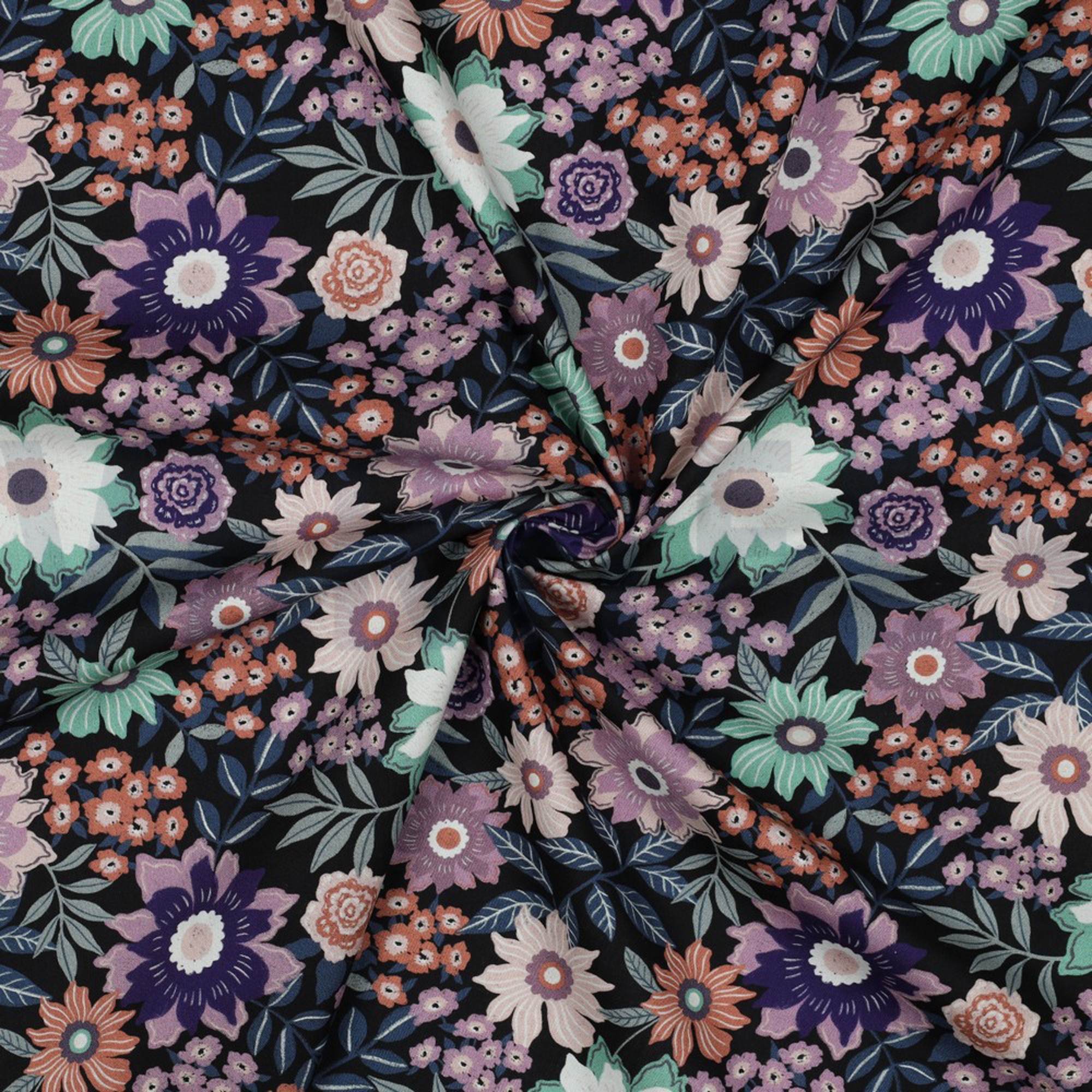 KATOENEN POPLIN DIGITAAL BLOEMEN ZWART (high resolution) #2
