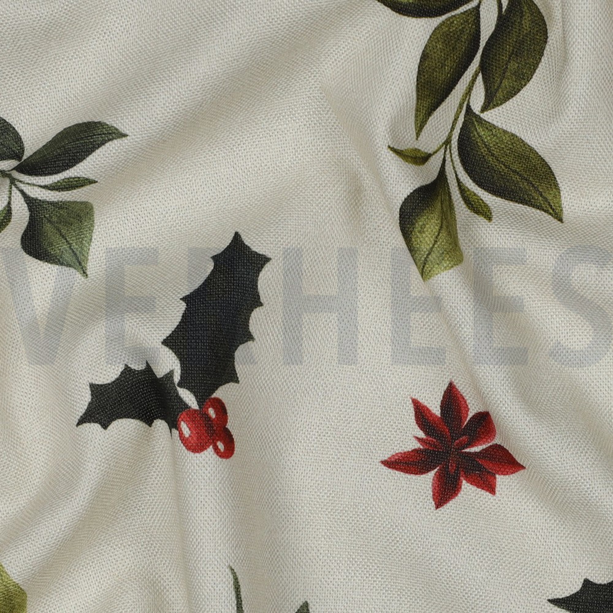 TOILE DÉCORATION DIGITAL FLEURS DE NOËL EFFET LIN (high resolution) #2