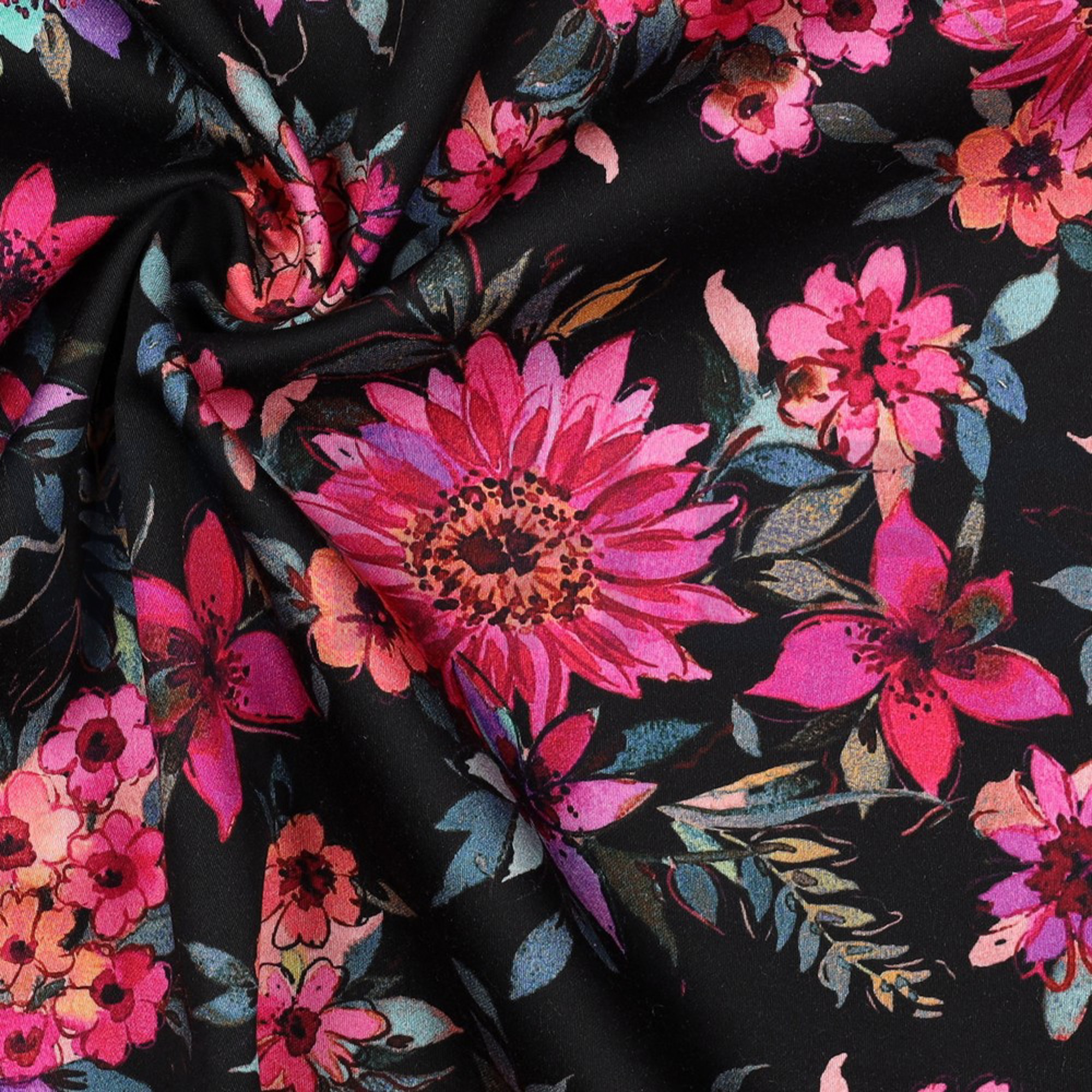 KATOEN SATIJN DIGITAAL BLOEMEN ZWART (high resolution) #2