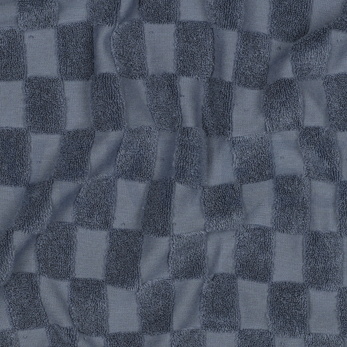 COTTON TOWELLING KNIT CHECKS BLUE #7