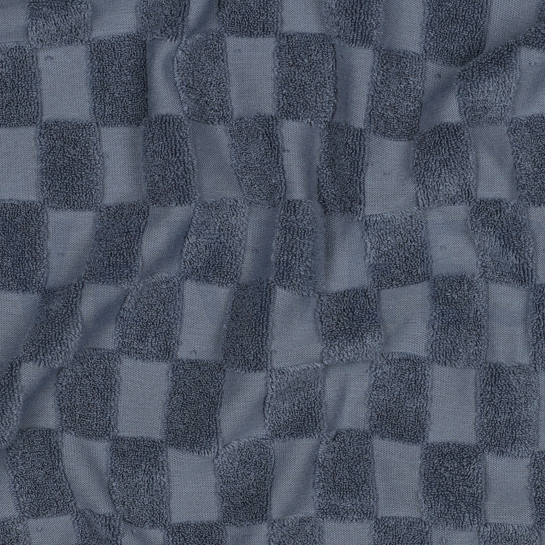 BAUMWOLLE FROTTEE GESTRICKT KAROS BLAU #7