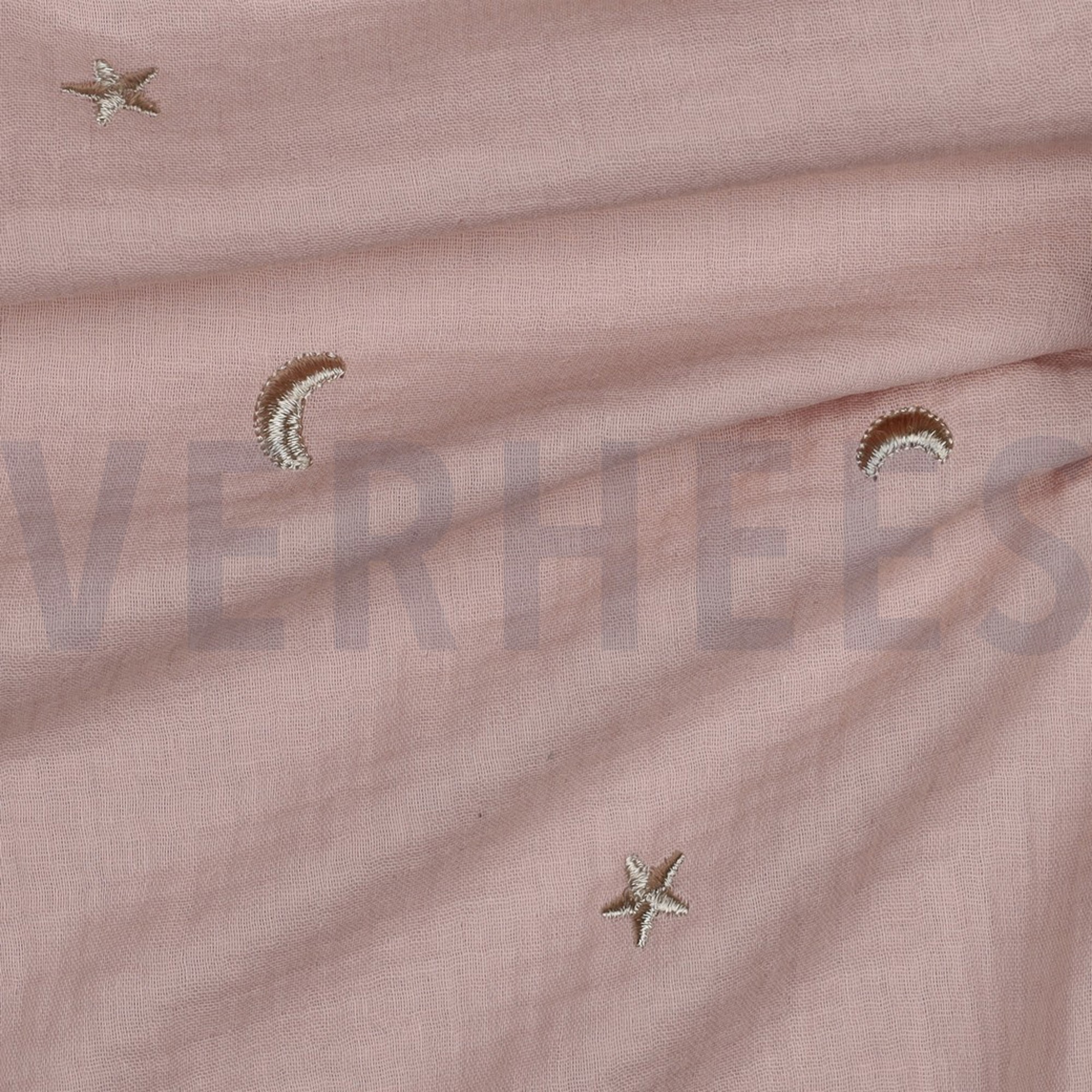 DOUBLE GAUZE EMBROIDERY STERREN ZACHTROZE/OUDROZE (high resolution) #2