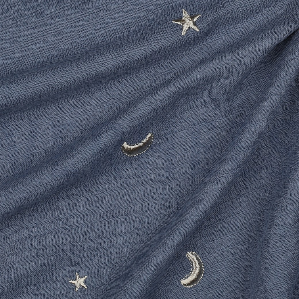 DOUBLE GAUZE EMBROIDERY STERREN JEANSBLAUW #7