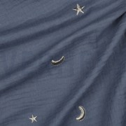 DOUBLE GAZE DE COTON BRODERIE ÉTOILES JEAN BLEU (thumbnail) #2