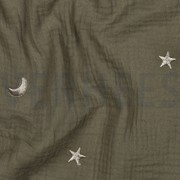 MUSSELIN STICKEREI STERNE MOOSGRÜN (thumbnail) #2