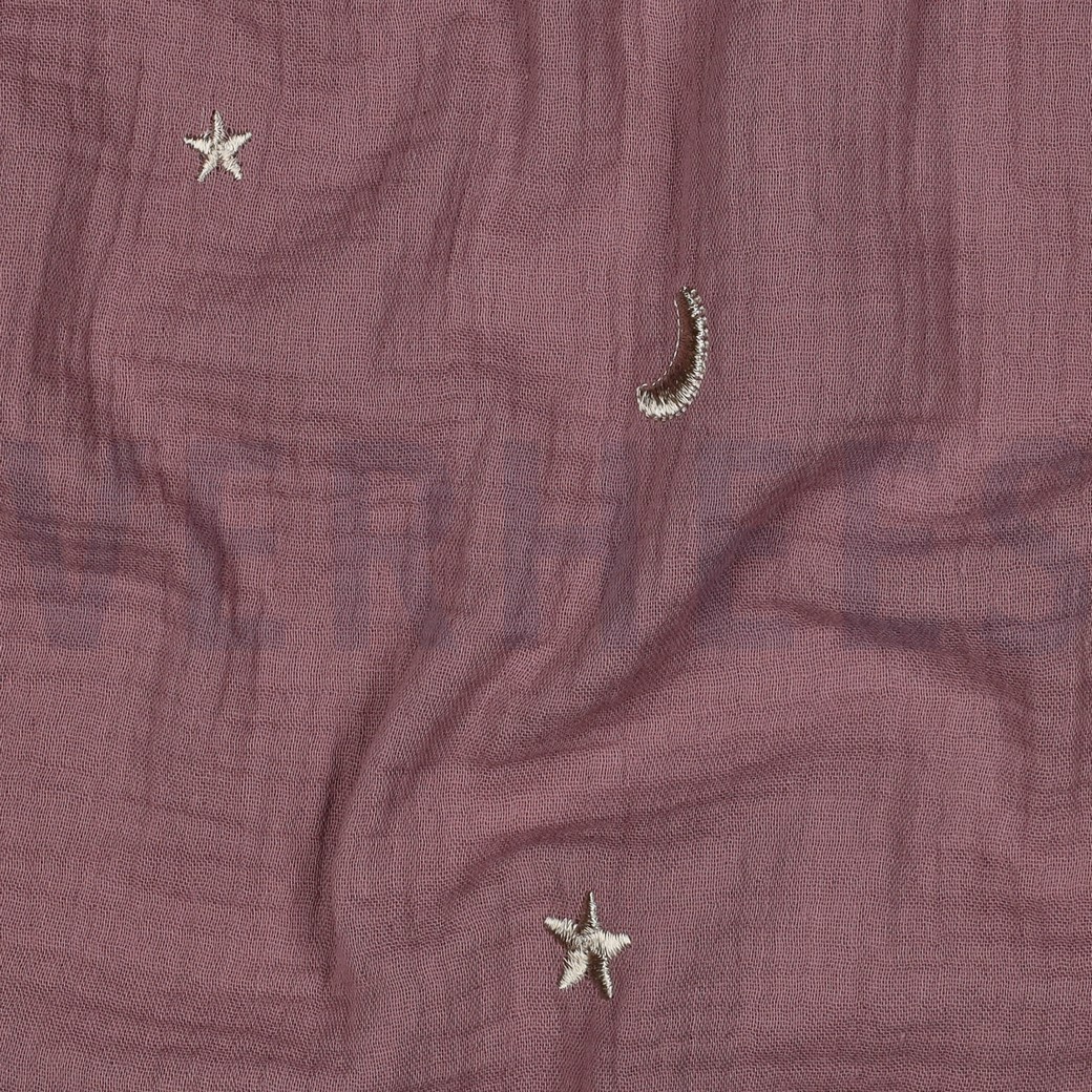 DOUBLE GAUZE EMBROIDERY STARS OLD LILAC #7