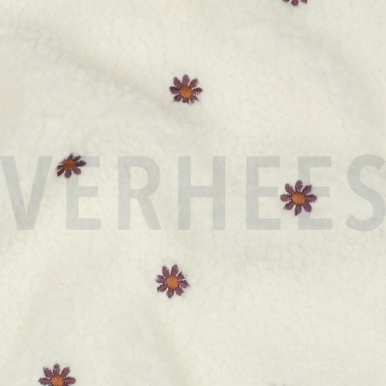 TEDDYSTOFF STICKEREI BLUMEN ECRU #7