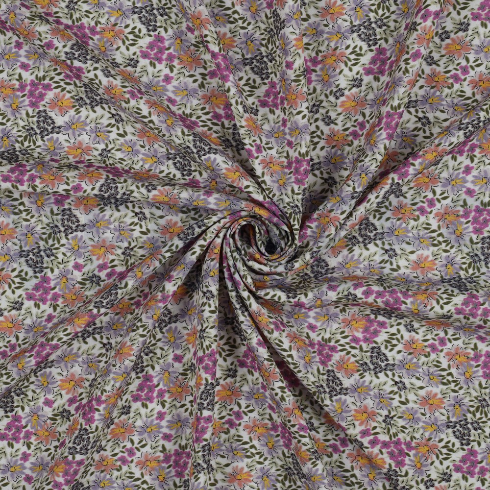 VISCOSE RADIANCE DIGITAL FLOWERS GREEN/PURPLE #7