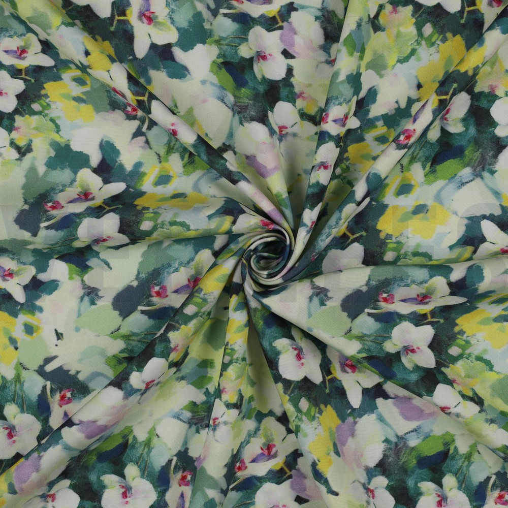 VISCOSE RADIANCE DIGITAAL BLOEMEN GROEN #7