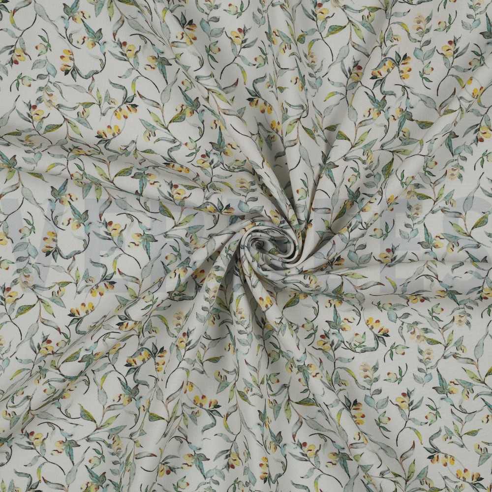 VISCOSE RADIANCE DIGITAAL BLADEREN GROEN/GOUD #7