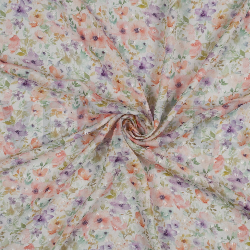 VISCOSE DOBBY DIGITAAL BLOEMEN PASTEL #7