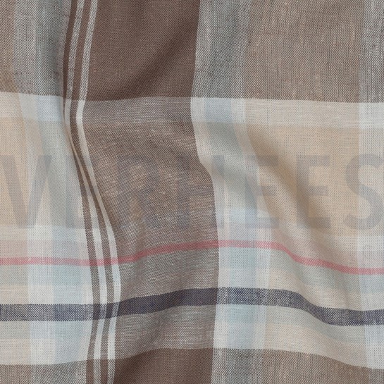LEINEN VISKOSE GARNGEFÄRBTE KAROS TAUPE #7